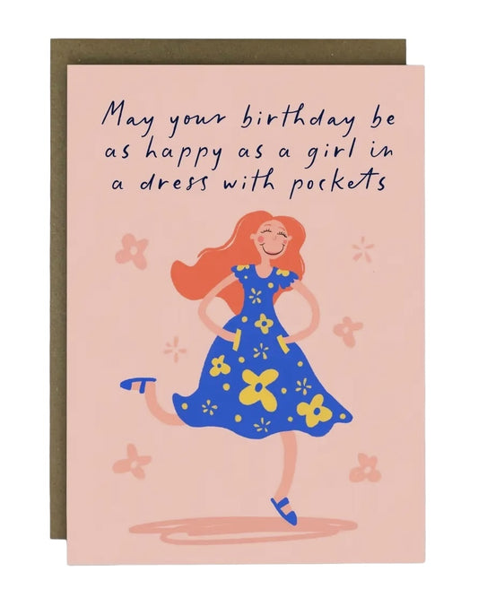 Girl With Pockets Birthday Card-Running With Scissors-My Beautiful Caravan