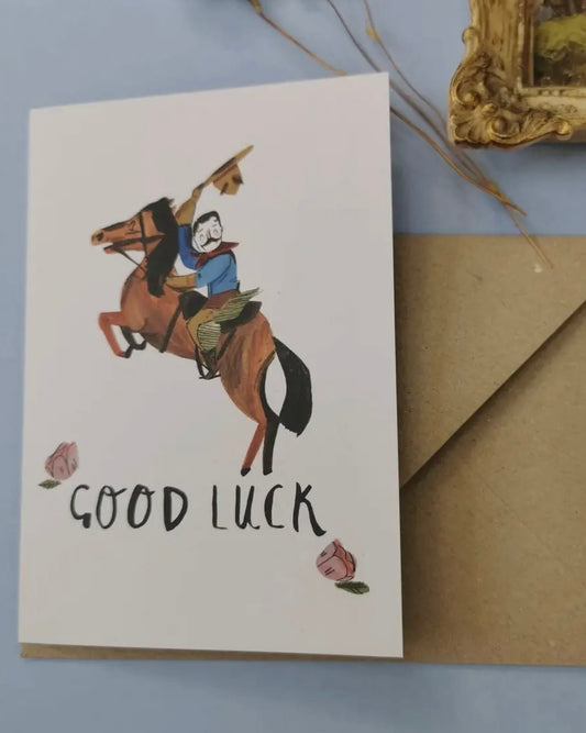 Good Luck Cowboy Card-Dick Vincent Illustrations-My Beautiful Caravan