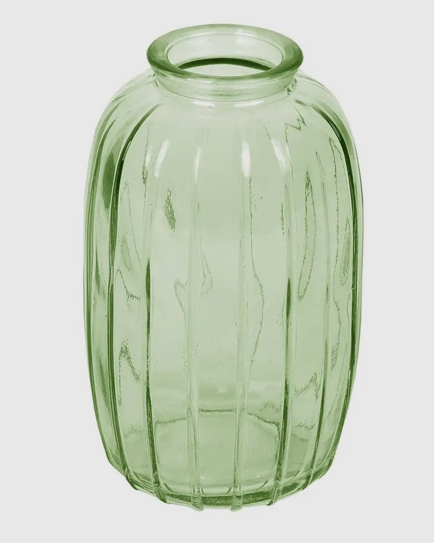 Green Glass Bud Vase-Talking Tables-My Beautiful Caravan