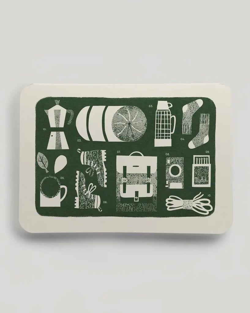 Hiking Essentials Greetings Card-Oldfield Design Co-My Beautiful Caravan