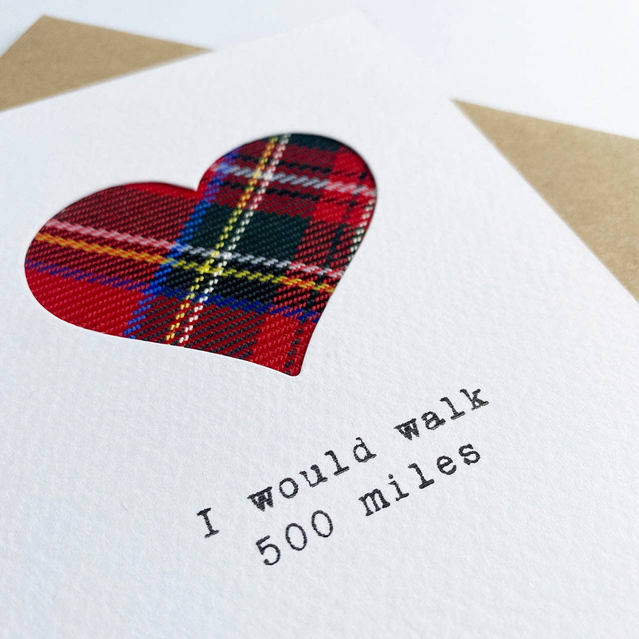 I Would Walk 500 Miles Scottish Greeting Card with Real Tartan-Hiya Pal-My Beautiful Caravan