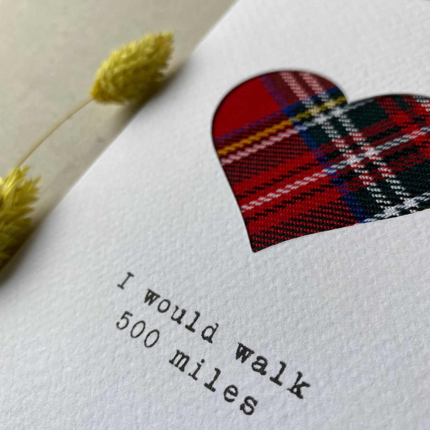 I Would Walk 500 Miles Scottish Greeting Card with Real Tartan-Hiya Pal-My Beautiful Caravan