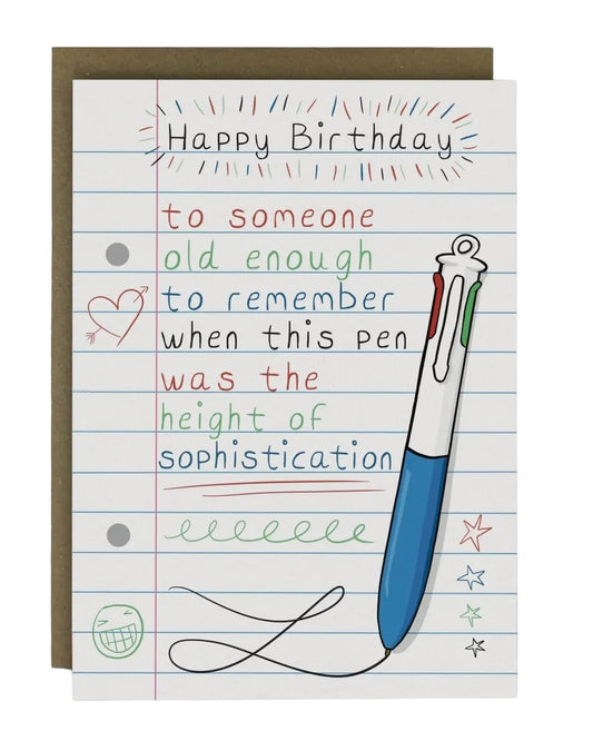 4 Colour Pen Sophistication Birthday Card