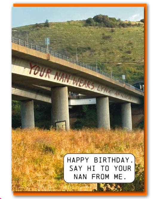 Nan Wears Lynx Birthday Card-Objectables-My Beautiful Caravan