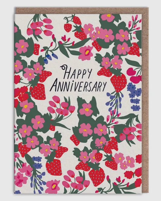 Red Floral Happy Anniversary Card-Ohh Deer-My Beautiful Caravan