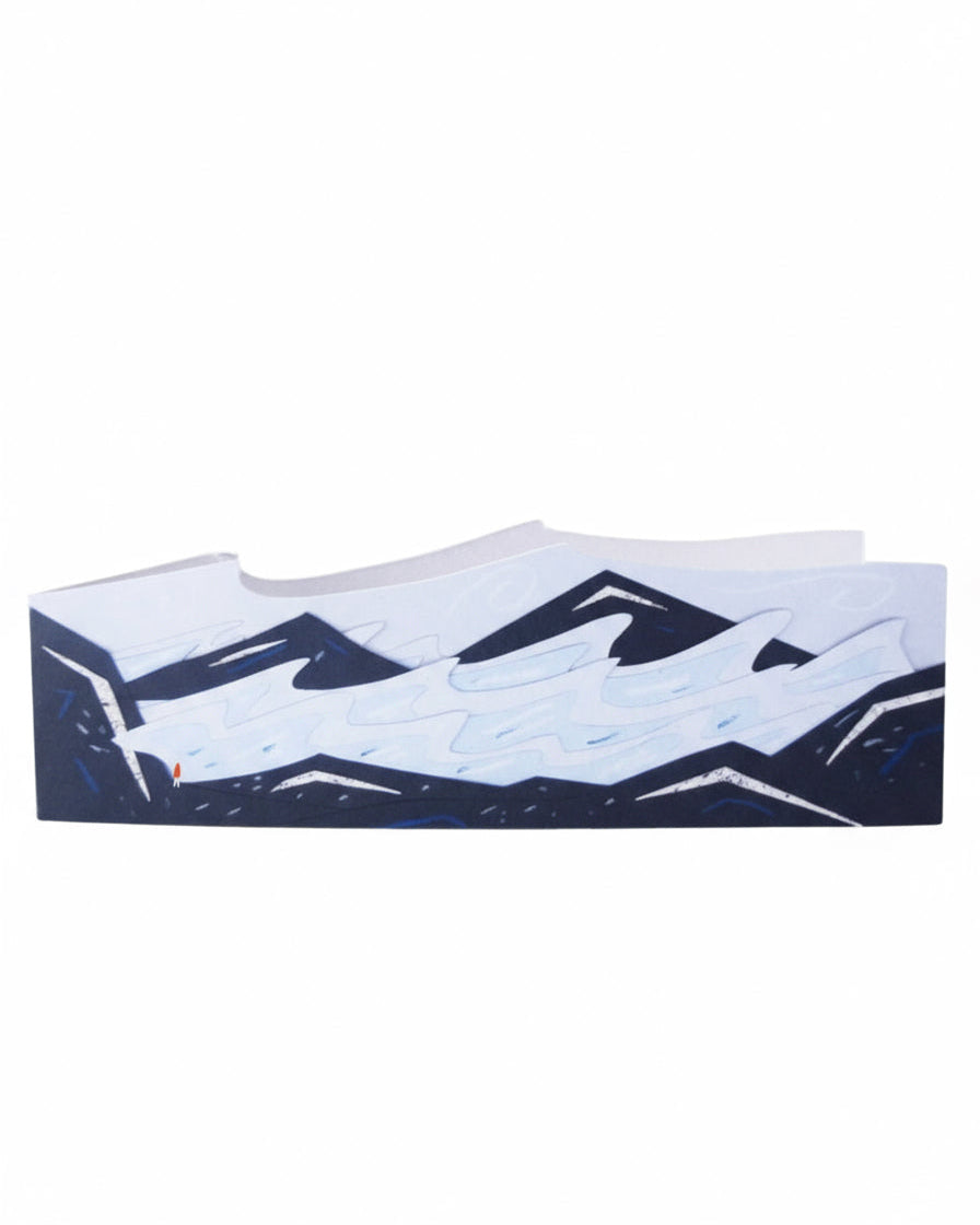 Rectangular cut out card with sea swell waves design on a white background