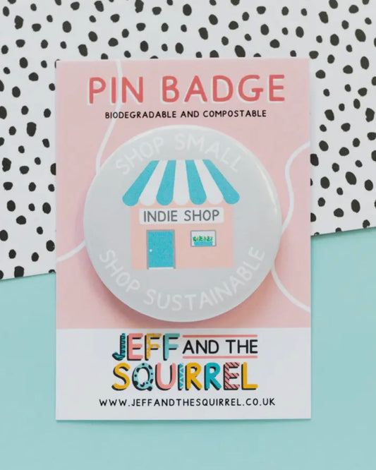 Shop Small Button Badge-Jeff & The Squirrel-My Beautiful Caravan