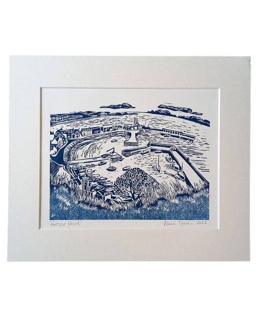 Stonehaven Harbour Linocut Print by Rosina Gavin-Rosina Gavin-My Beautiful Caravan
