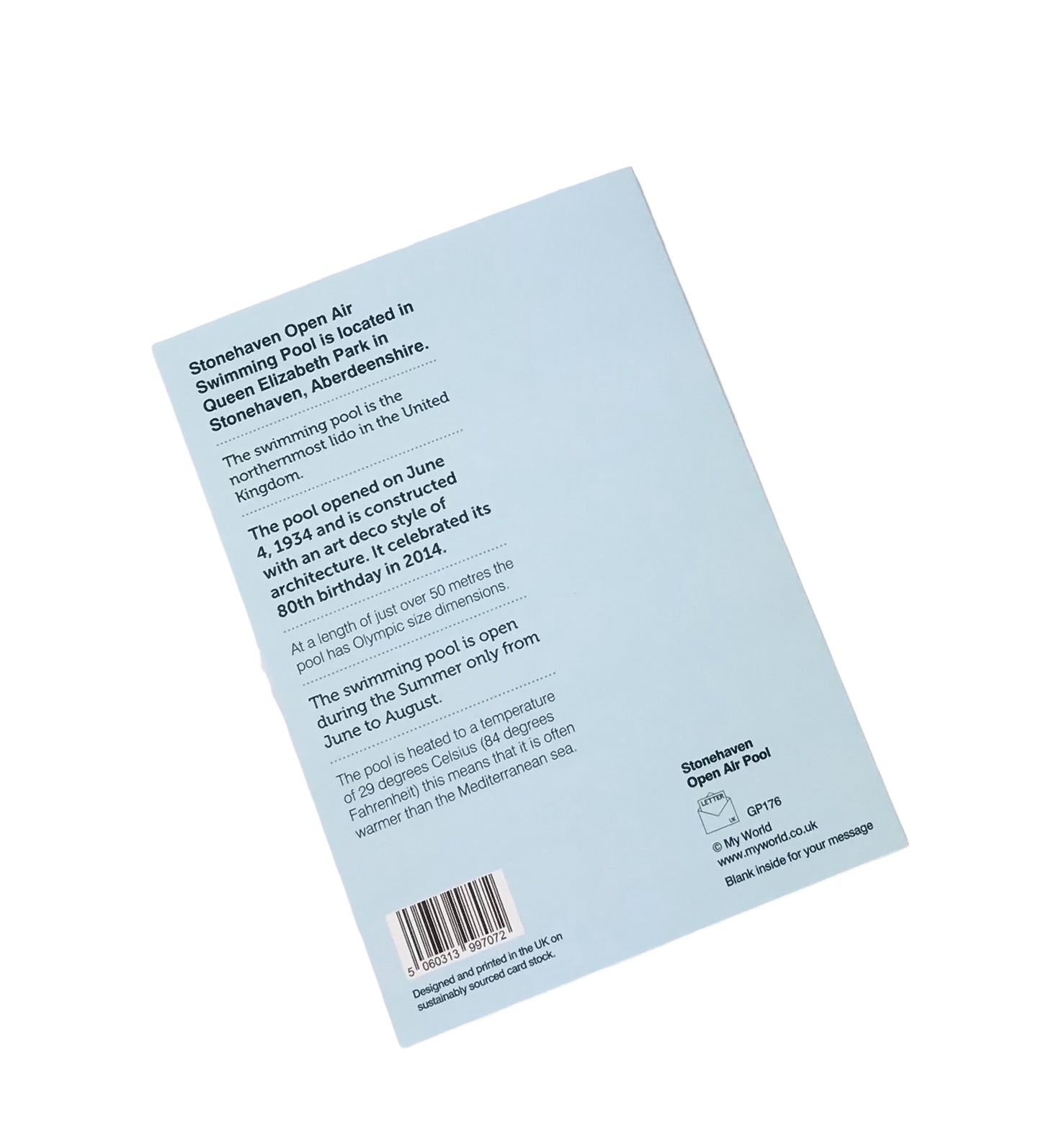 Stonehaven Open Air Pool Card-My World-My Beautiful Caravan