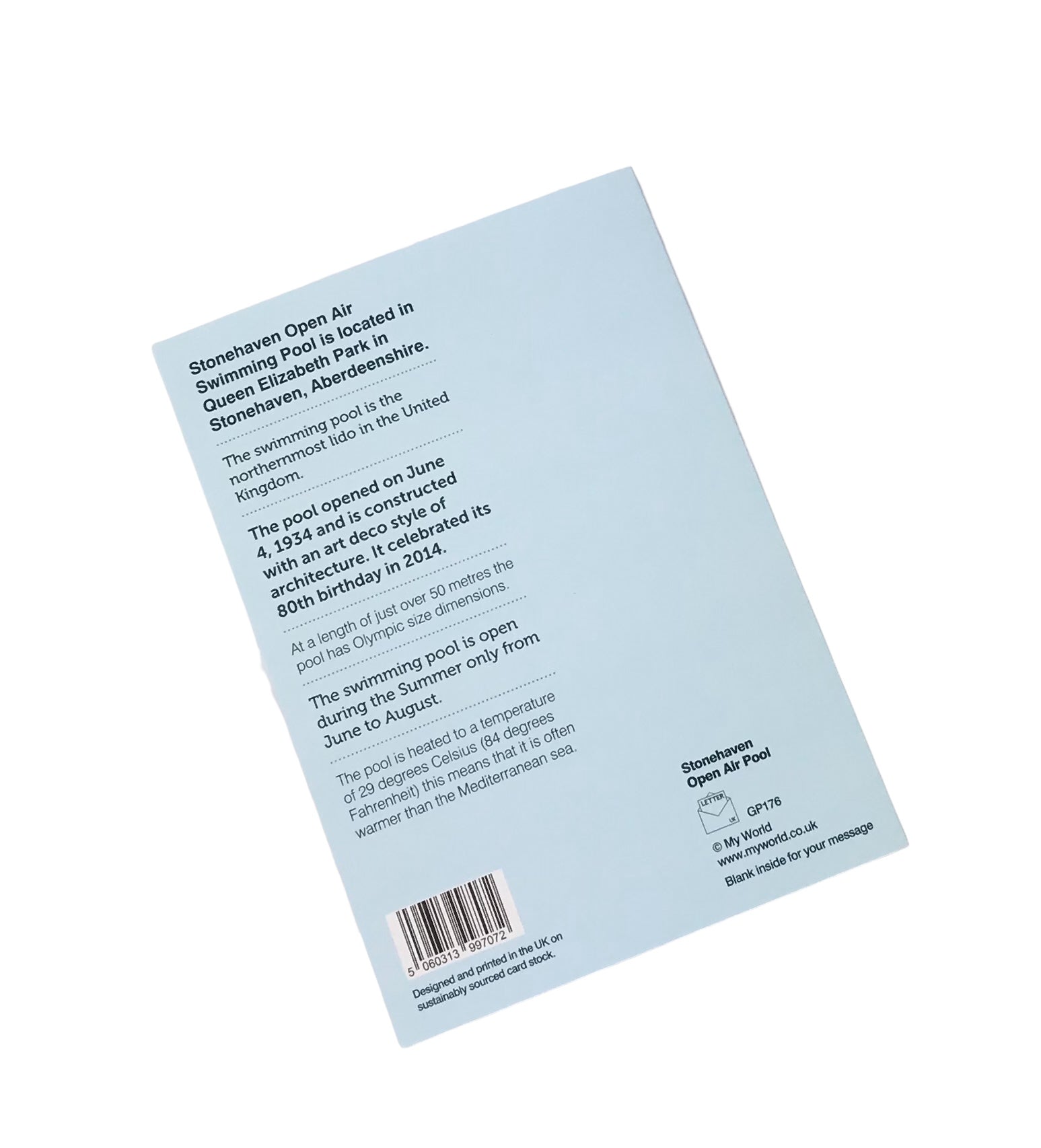 Stonehaven Open Air Pool Card-My World-My Beautiful Caravan