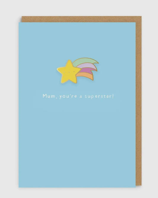 Superstar Mum Card With Enamel Pin-Ohh Deer-My Beautiful Caravan
