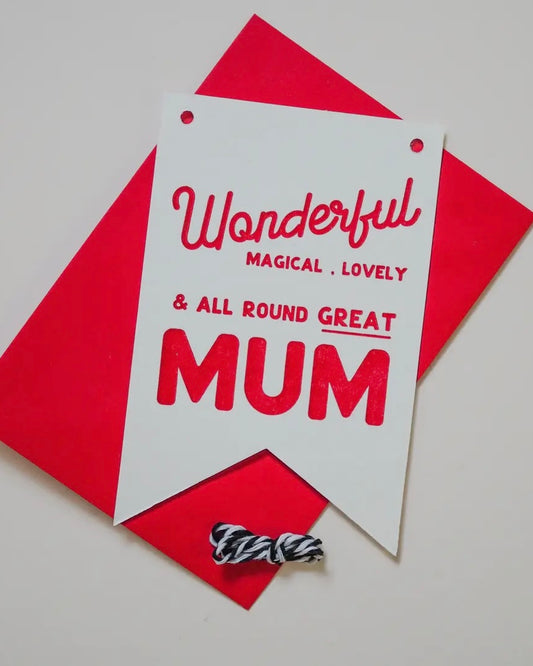 Wonderful Mum Flag Card-Soch & Co-My Beautiful Caravan