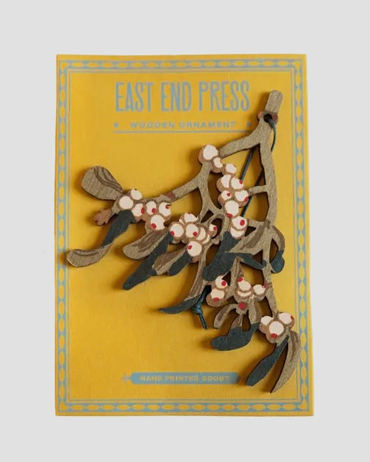 Wooden Mistletoe Ornament-East End Press-