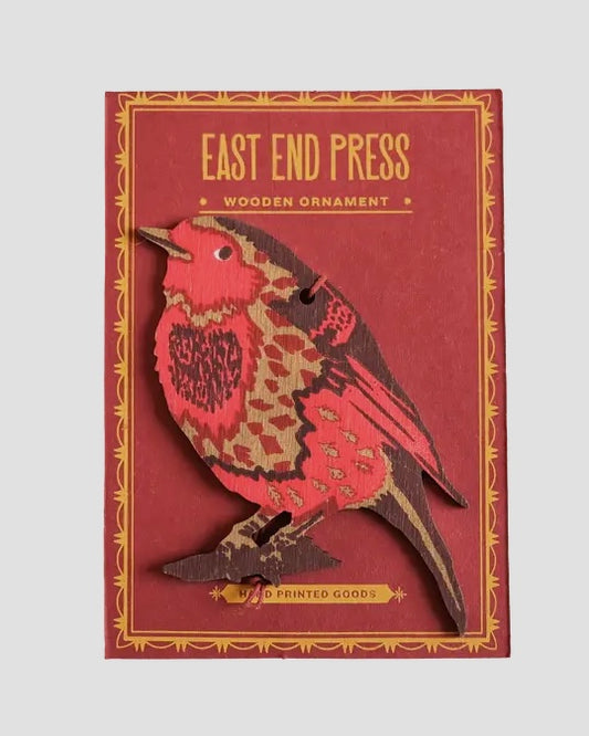 Wooden Robin Ornament-East End Press-