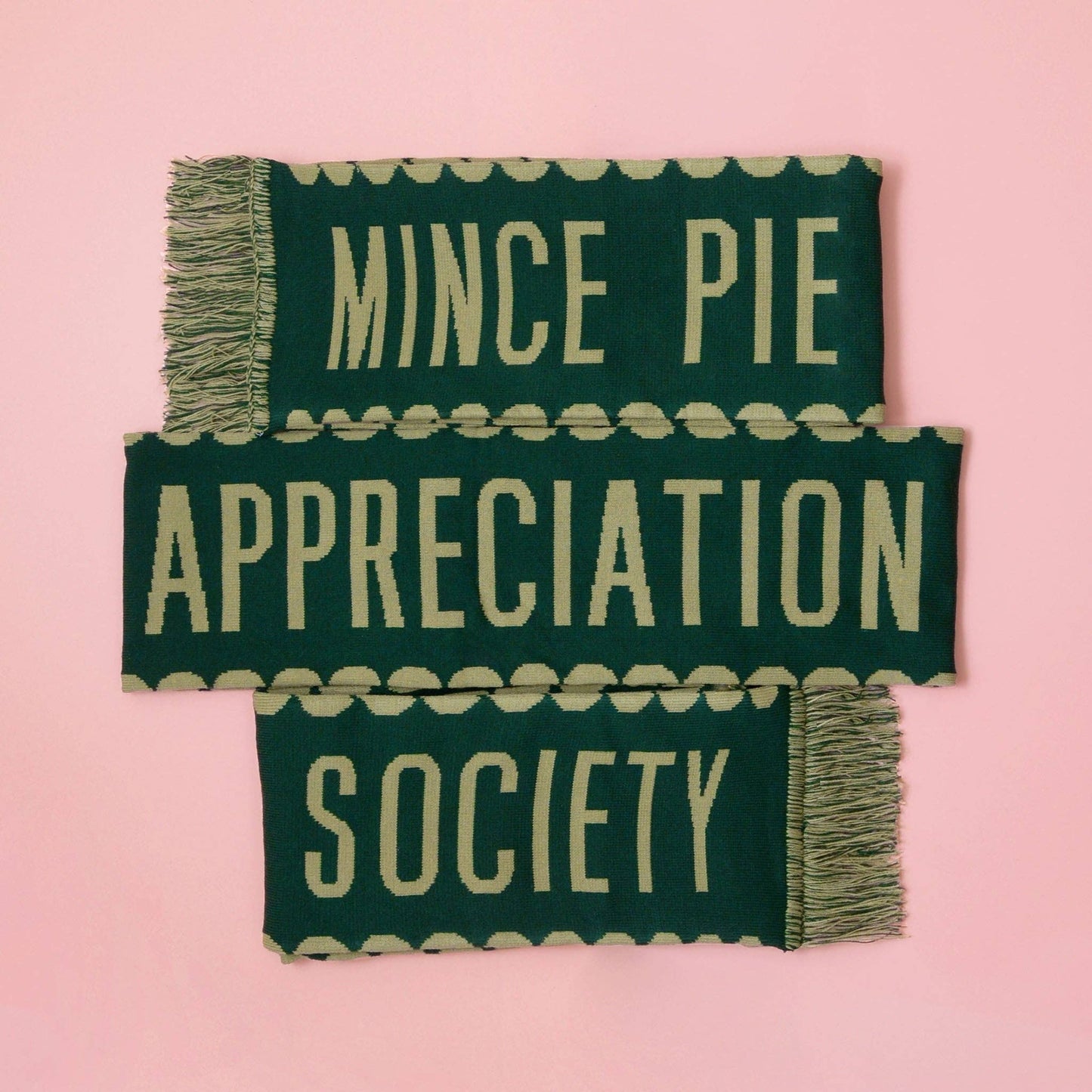Mince Pie Appreciation Society Pine Knitted Scarf