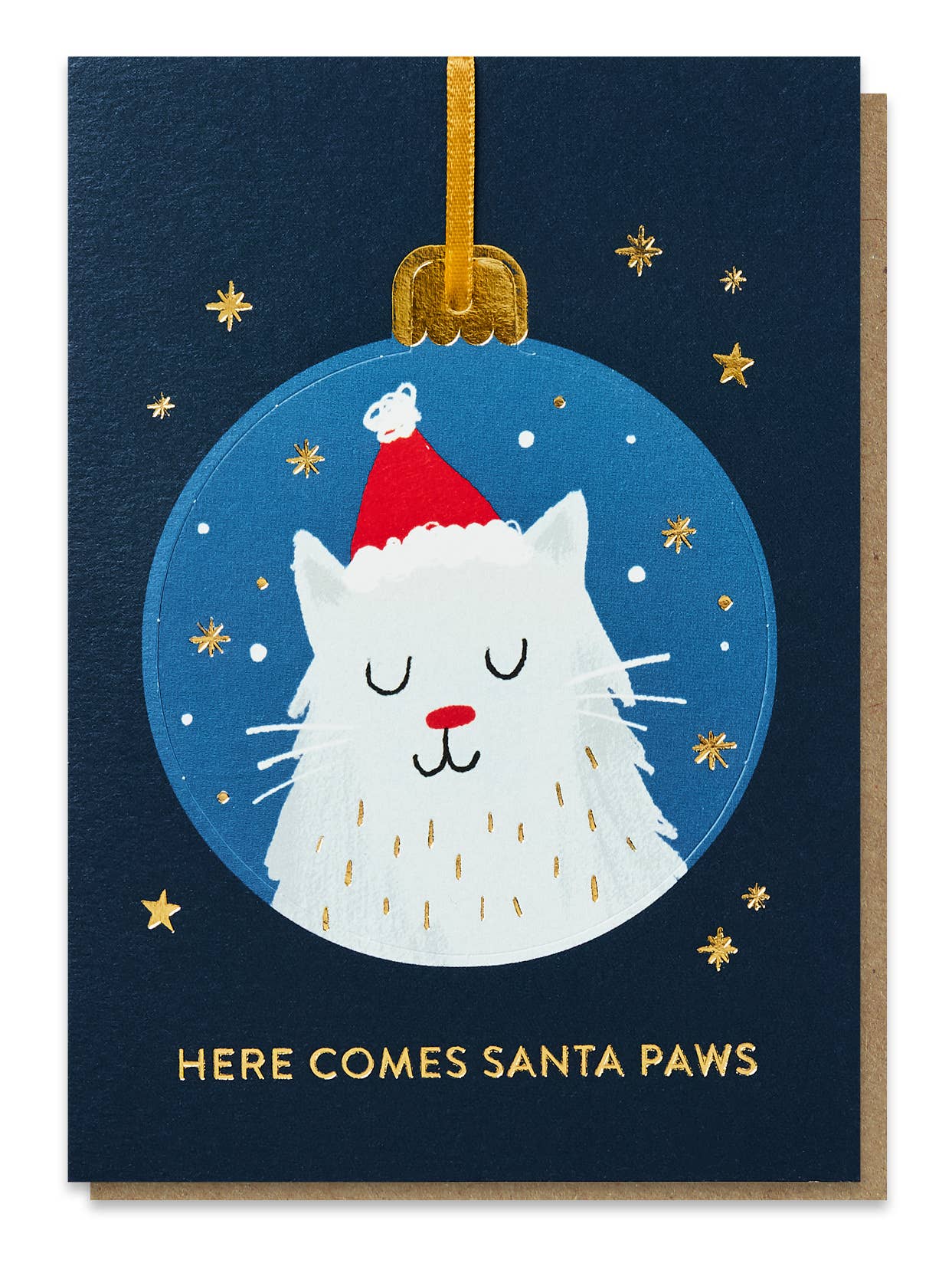 Santa Paws Cat Pop-out Christmas Bauble Card