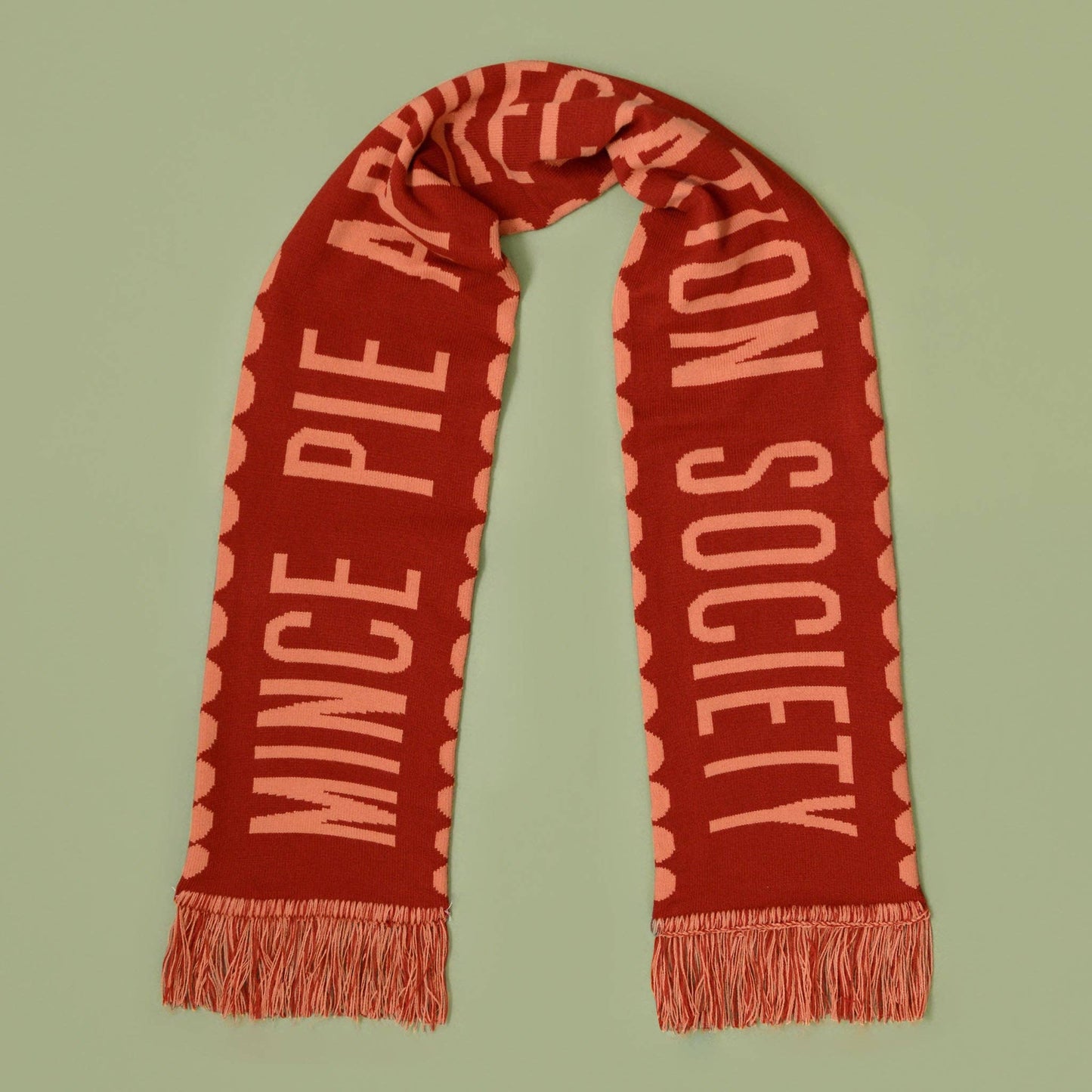 Mince Pie Appreciation Society Pine Knitted Scarf