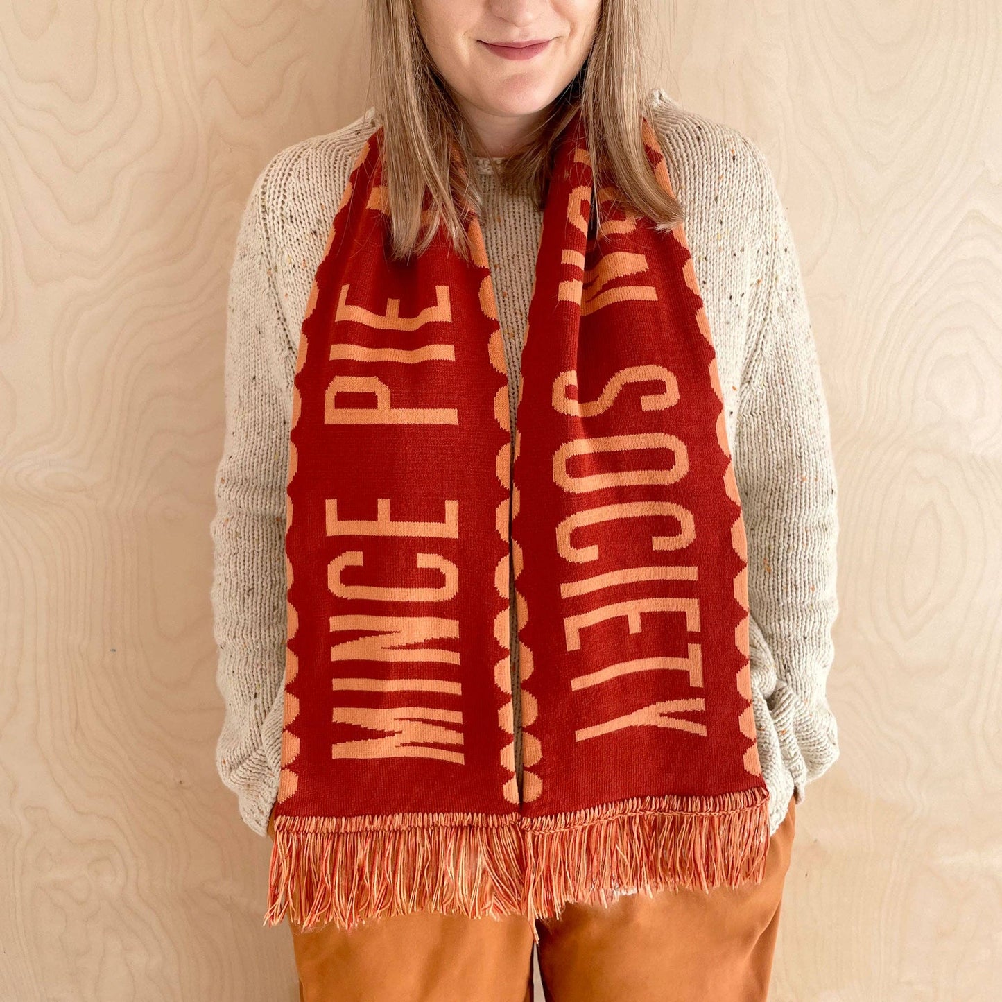 Mince Pie Appreciation Society Pine Knitted Scarf