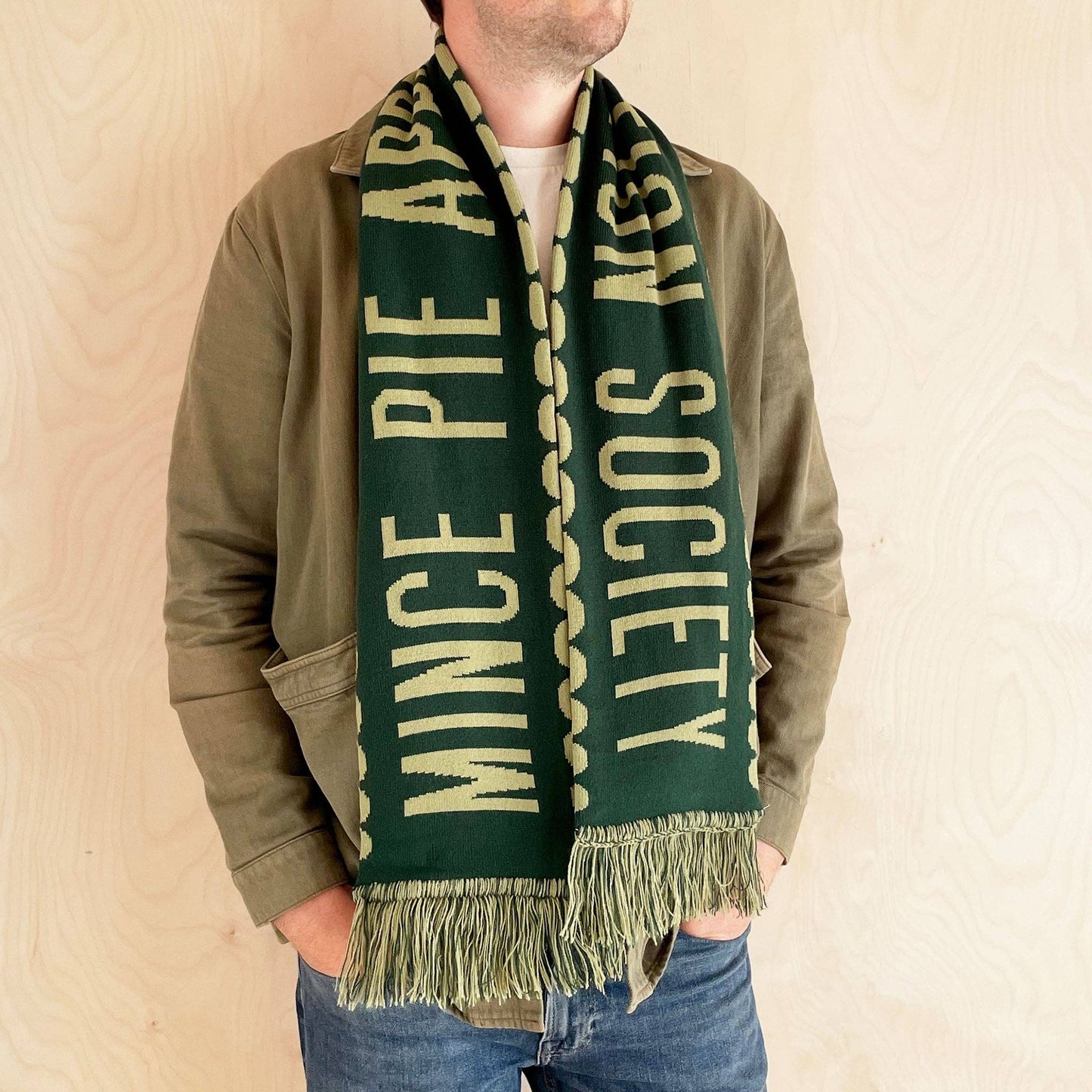 Mince Pie Appreciation Society Pine Knitted Scarf
