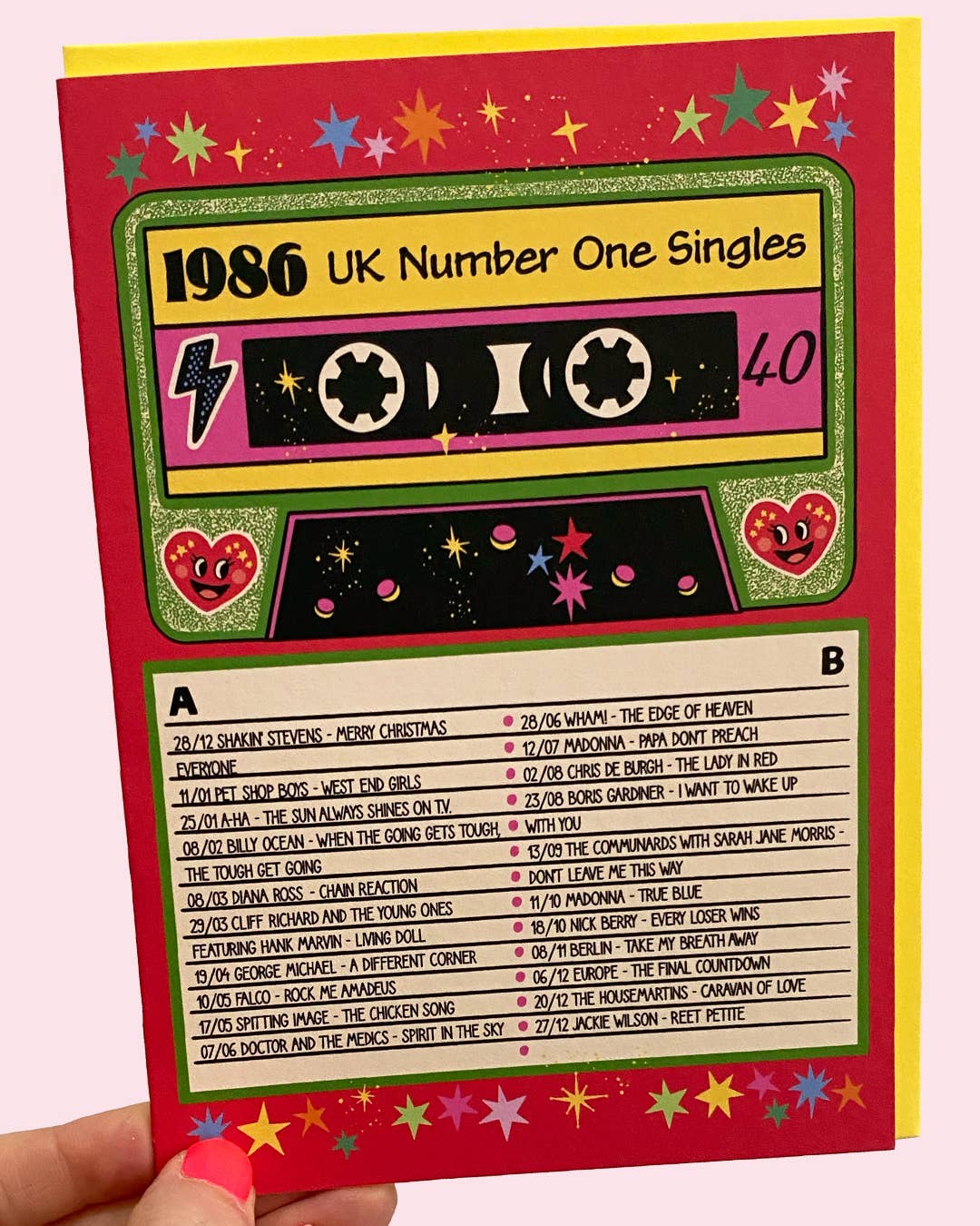 UK Number One Singles 1986 40th Birthday Card