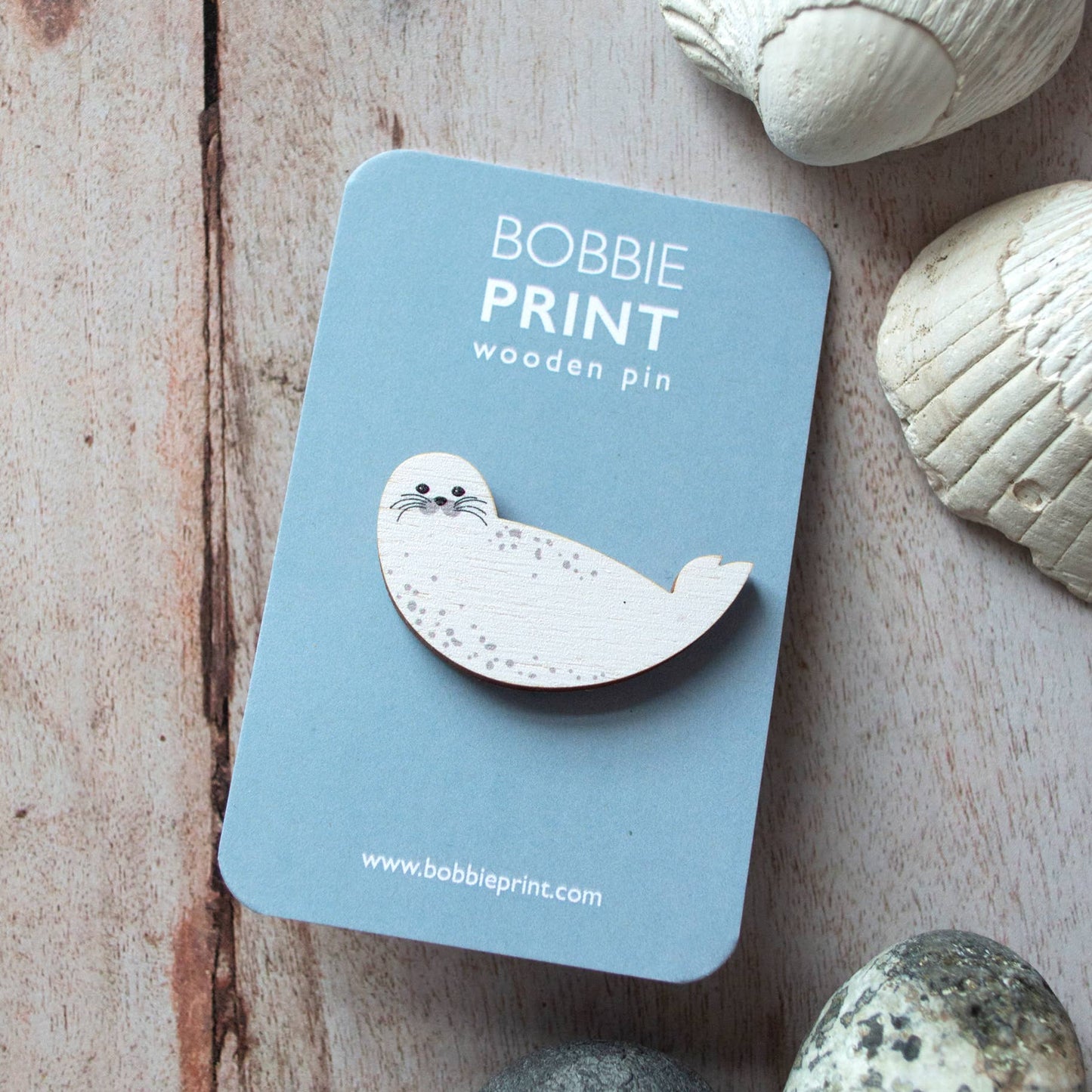 Grey Seal Wooden Pin Badge